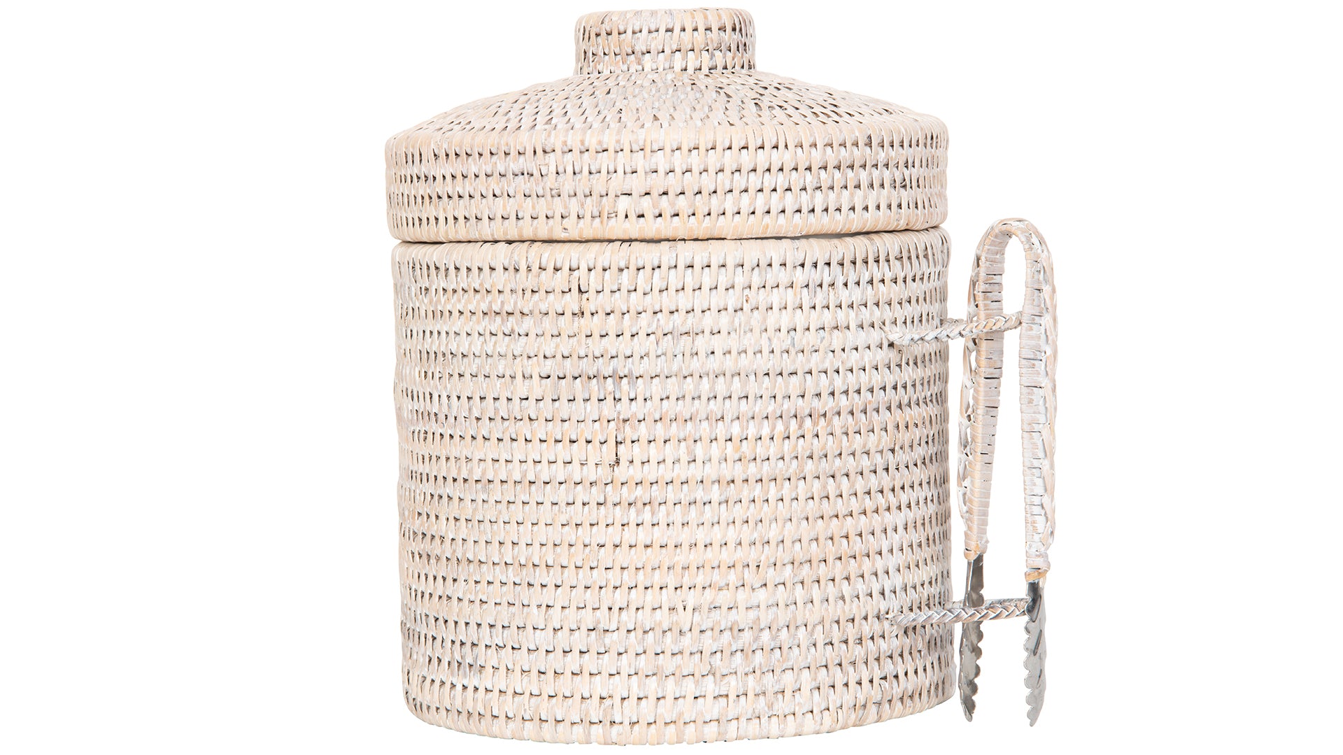 Stainless & Rattan Ice Bucket w/Mango Wood Handle - Ocean Springs