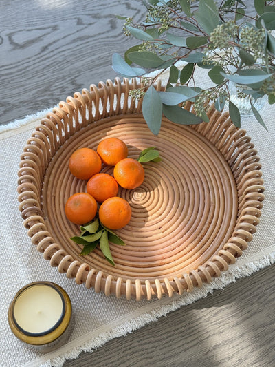 Rattan Loop Fruit and Vegetable Bowl & Decorative Centerpiece