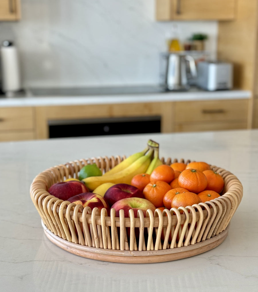 Rattan Loop Fruit and Vegetable Bowl & Decorative Centerpiece