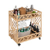 Chippendale Rattan 2 Tier Bar Serving Cart on Lockable Wheels