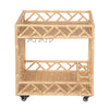 Chippendale Rattan 2 Tier Bar Serving Cart on Lockable Wheels