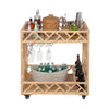 Chippendale Rattan 2 Tier Bar Serving Cart on Lockable Wheels