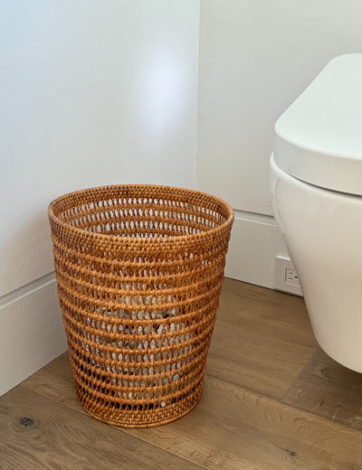 La Jolla Rattan Mesh Round Waste Basket