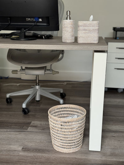 La Jolla Rattan Mesh Round Waste Basket