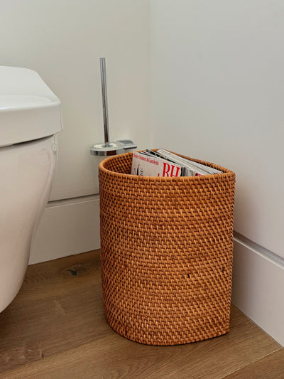 Loma Half-Moon Rattan Waste Basket