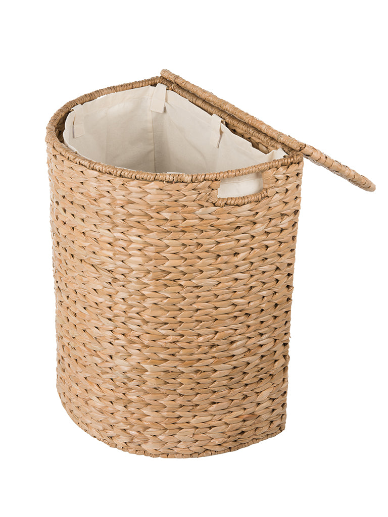 Half moon wicker hamper with liner offers