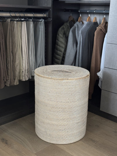 Loma Round Rattan Hamper and Laundry Basket with Removable Liner