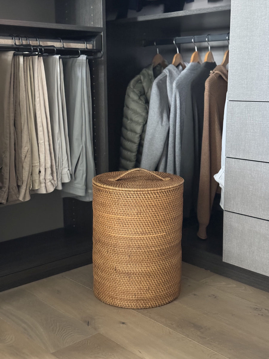 Loma Round Rattan Hamper with Liner, Apartment Size