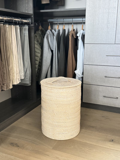 Loma Round Rattan Hamper with Liner, Apartment Size