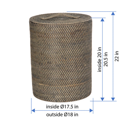 Loma Round Rattan Hamper with Liner, Apartment Size