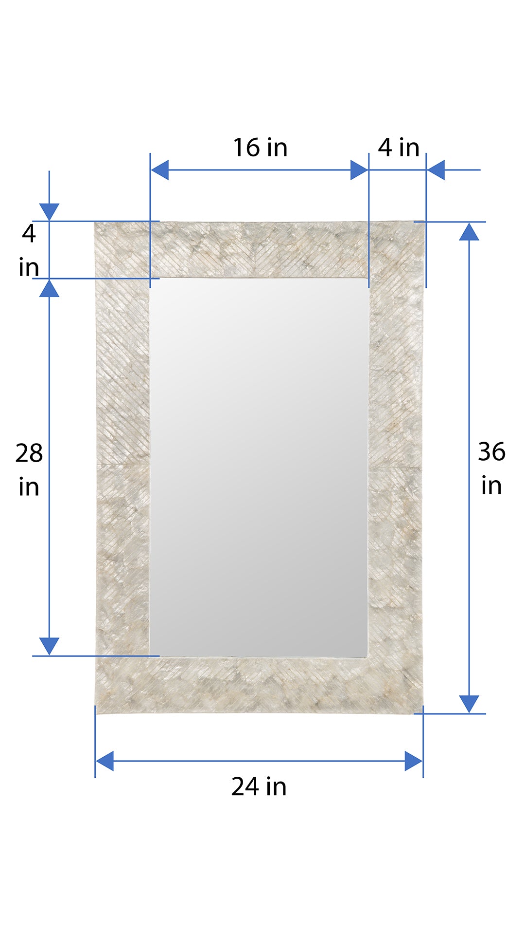 Capiz Seashell Mosaic Rectangular Decorative Wall Mirror, Pearlescent