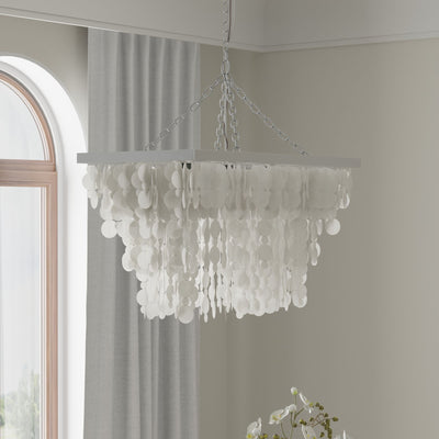 Rectangular Capiz Seashell Rain Drop Pendant Lamp