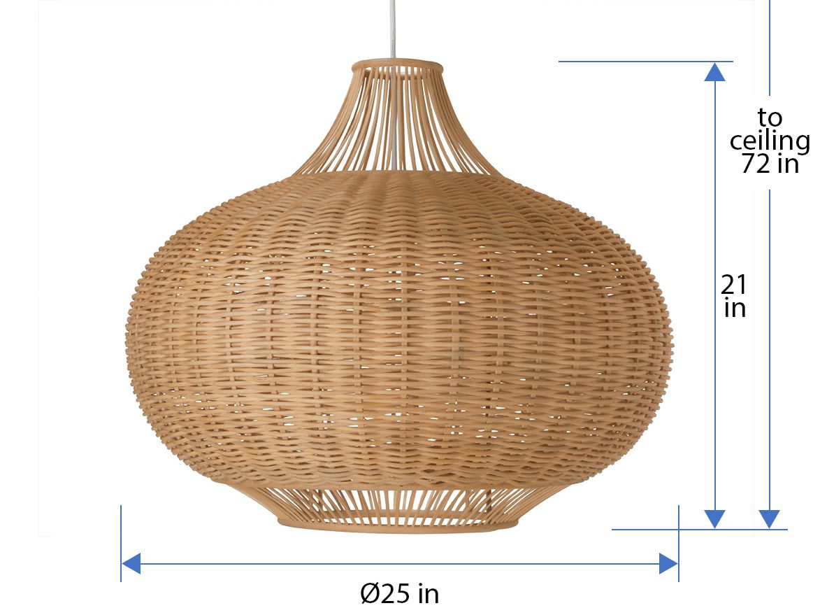 Wicker Pear-Shaped Pendant Lamp, Extra Large