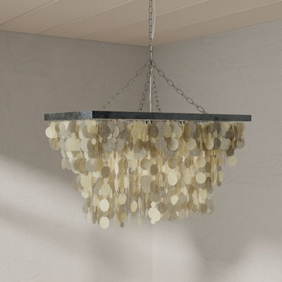 Rectangular Capiz Seashell Rain Drop Pendant Lamp