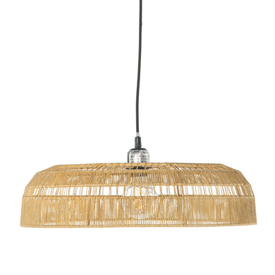 Round Open Weave 20 in. Basket Pendant Lamp in Paper Rope, Natural