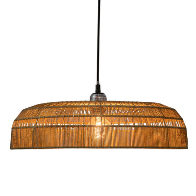 Round Open Weave 20 in. Basket Pendant Lamp in Paper Rope, Natural