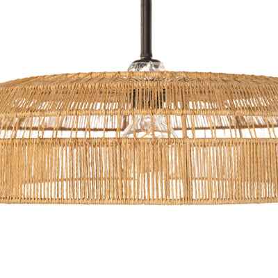 Round Open Weave 20 in. Basket Pendant Lamp in Paper Rope, Natural