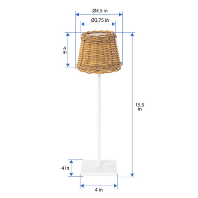 All Weather Wicker Indoor/Outdoor Rechargeable LED Table Lamp, Empire Shade, White Base