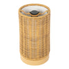 All Weather Wicker Indoor/Outdoor Rechargeable LED Drum Table Lamp, Natural Color