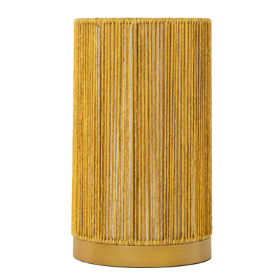 Paper Rope Indoor & Covered Patio Rechargeable LED Drum Table Lamp, Natural Color