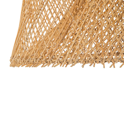 Cane Rib Webbing Oblong Dining Table - Kitchen Island Pendant Lamp, Natural with Black Matte Hardware