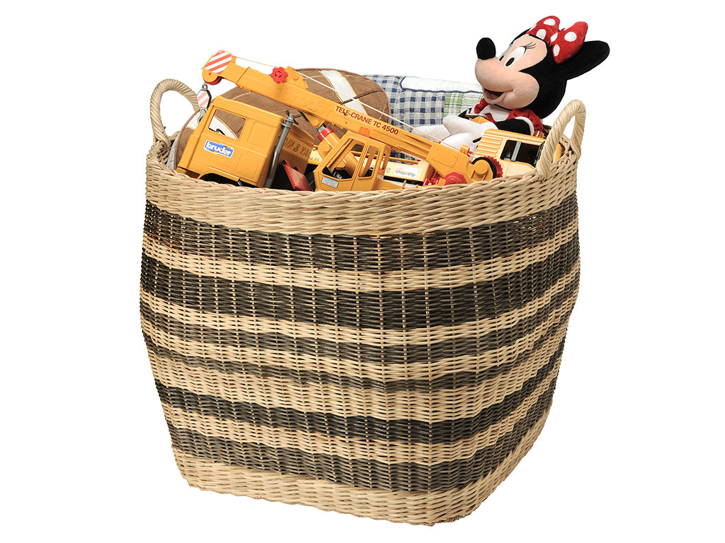 X-Large Striped Wicker Basket