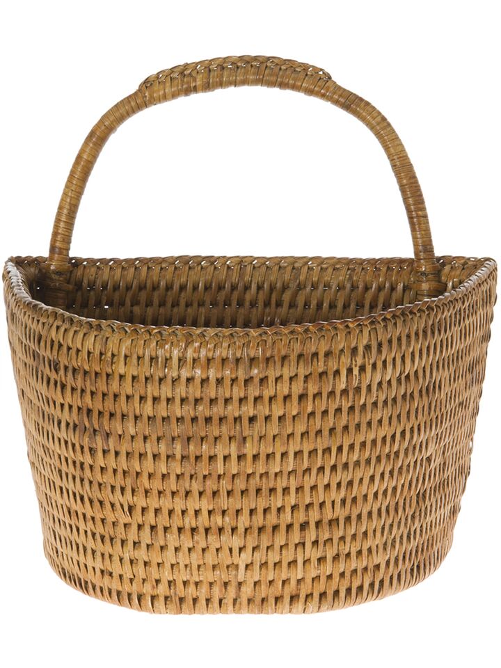 Small Wicker Fishing Basket - 7.5 x 6 x 5.5 Handle - Brown