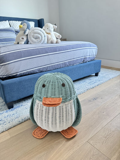 Wicker Penguin Basket, Multi-Color