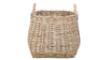 Kobo Round Rattan Belly Basket with Ear Handles, Gray-Brown