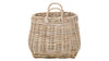 Kobo Round Rattan Belly Basket with Ear Handles, Gray-Brown