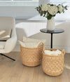 Wave Natural Rattan Basket with Handles - Elegant Braided Weave