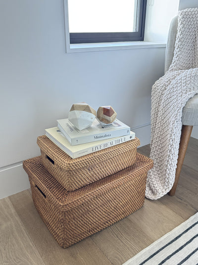 Loma Rectangular Rattan Storage Box and Decorative Storage Basket