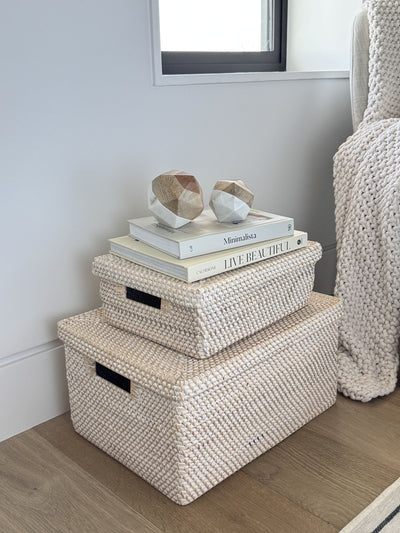 Loma Rectangular Rattan Storage Box and Decorative Storage Basket