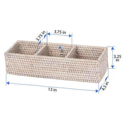 La Jolla Rattan 3 Compartment  Desk, Drawer, Shelf and  Cabinet Tray Organizer