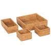 La Jolla Rattan 4-Piece Nesting Desk, Drawer, Shelf & Cabinet Tray Organizer