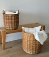 Lacak Round Rattan Decorative Storage Basket with Handles