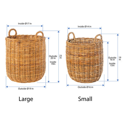 Lacak Round Rattan Decorative Storage Basket with Handles