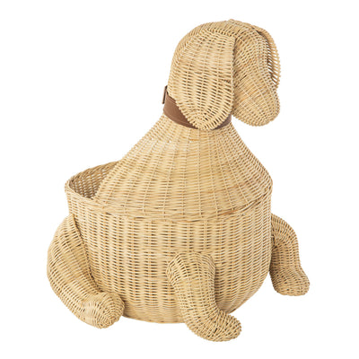 Wicker Dog Decorative Storage and Toy Basket, Natural