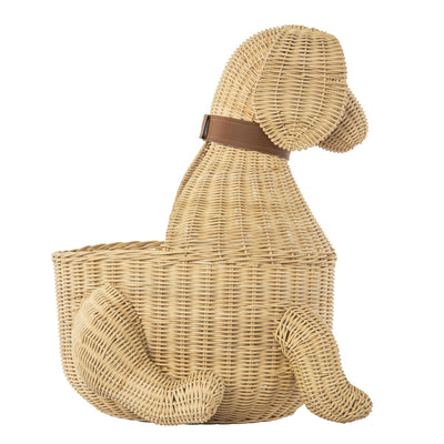 Wicker Dog Decorative Storage and Toy Basket, Natural