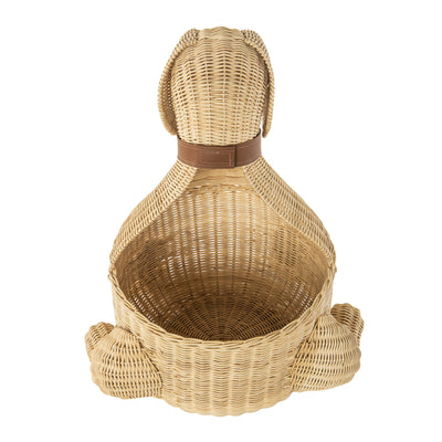 Wicker Dog Decorative Storage and Toy Basket, Natural