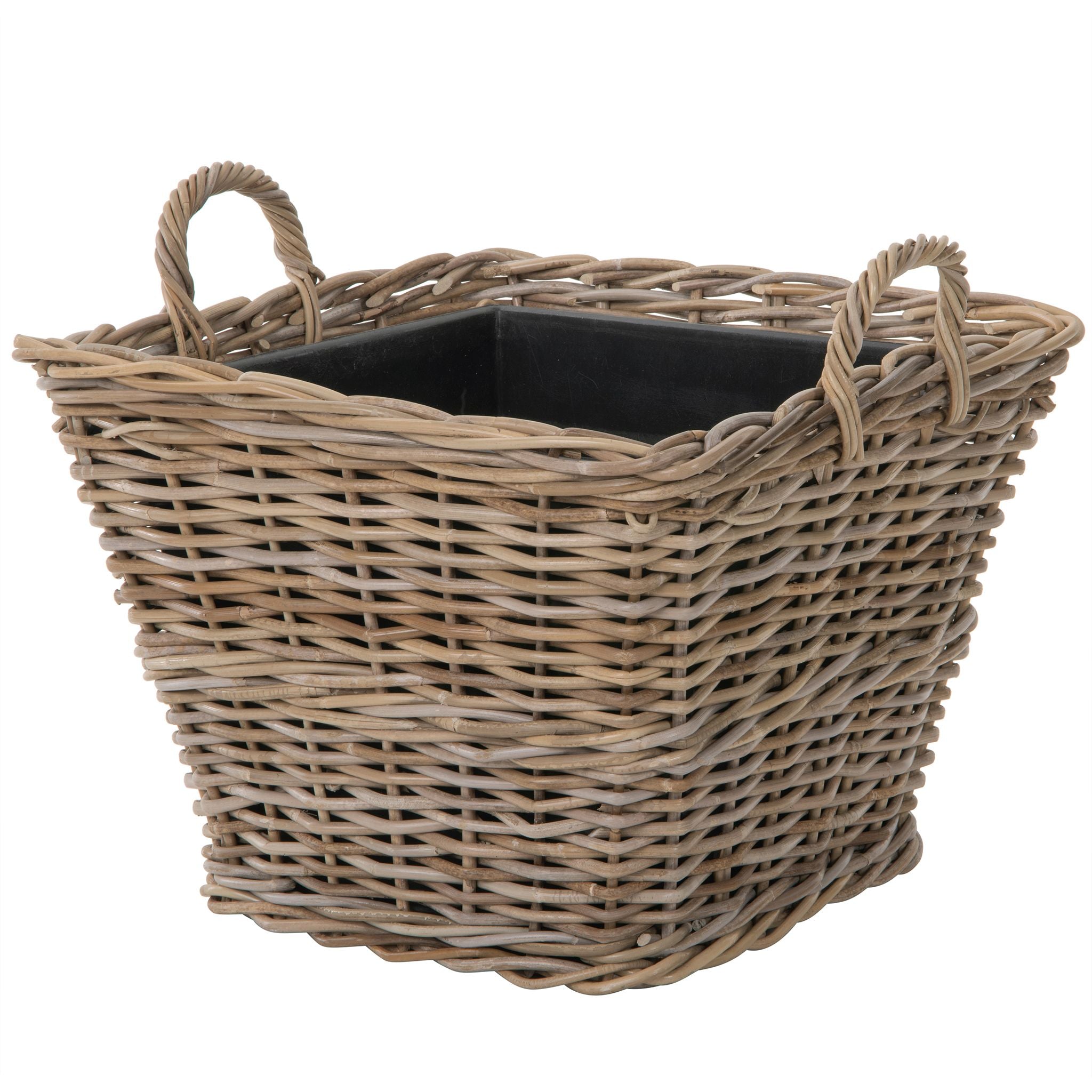 Rattan Kobo Indoor & Outdoor Square Planter Basket with Ear Handles &