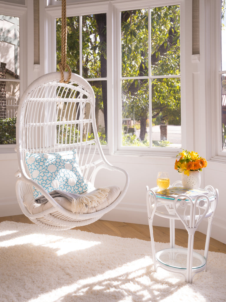 Hanging Rattan Swing Chair with Seat Cushion