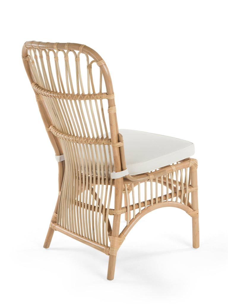 Rattan Loop Side Chair with Seat Cushion, Natural Color, Set of 2 Chai