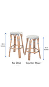 Bistro Backless Counter Hight Stool, White and Blue