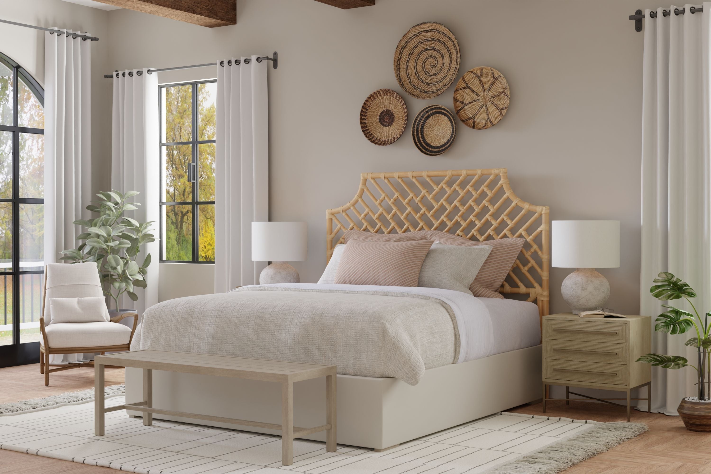 Kouboo peacock store rattan headboard