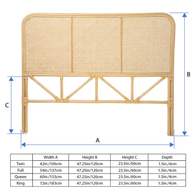 Latitude Classic Rattan Cane Headboard, Natural