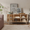 Chippendale Rattan Bookshelf & Console Table with 6 Slots for Storage - Freestanding Display Unit with Fixed Shelves