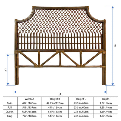 Nias Classic Rattan Headboard , Antique Brown