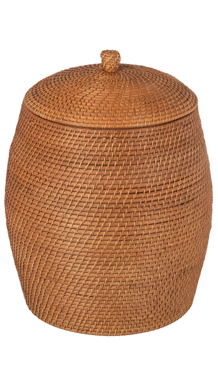 Kouboo La Jolla Rattan Round Waste Basket with Plastic Insert & Lid, Honey Brown