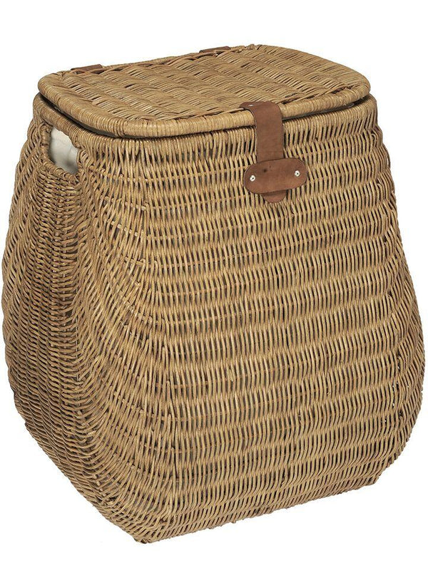 Kouboo La Jolla Rattan Round Waste Basket with Plastic Insert & Lid, Honey Brown